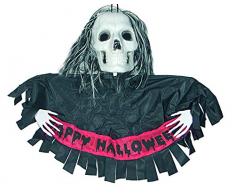 Ciao 31013 - Totenkopf mit Umhang und Schriftzug Happy Halloween zum Aufhängen, 40 cm