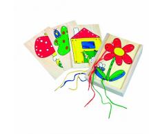 Bino & Mertens - 88049 Nähbox. 4 bunte, hübsche Motive in einer Holzbox zum Einschieben. Mit passenden, immer wiederverwendbaren Fädelschnüren. Mit Oma`s Hilfe Fädeln lernen ist jetzt ganz einfach.