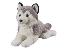 Bauer Spielwaren Deine Tiere mit Herz Husky liegend: Kleines Kuscheltier zum Kuscheln und Liebhaben, ideal als Geschenk, 25 cm, grau-weiß (12513)