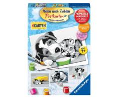 Ravensburger 27932 - Postkarten: Tiere - Malen nach Zahlen, 10.5 x 15 cm, schwarz-weiß