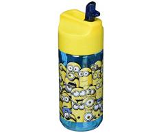 p:os 24648 Minions Transparente Trinkflasche mit integriertem Strohhalm
