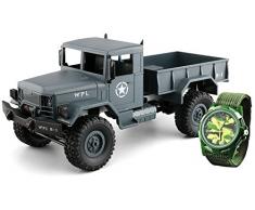 Amewi 22327 grau + Uhr U.S. Militär Truck 4WD 1:16 RTR mit Kinderuhr