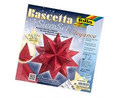 folia 213/1010 - Bastelset Bascetta Stern Elegance, Deep Jungle rot, 32 Blatt, 9,5 x 9,5 cm, fertige Größe des Papiersterns ca. 15 cm, mit ausführlicher Anleitung - ideal zur zeitlosen Dekoration