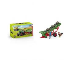 Schleich 42379 - Traktor mit Anhänger - Spielzeug & 42377 - Heuförderband mit Bauer - Spielzeug