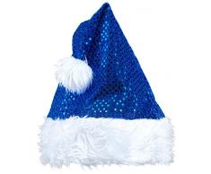 WIDMANN - Hut Weihnachtsmann aus Pailletten unisex-adult, blau, One Size, vd-wdm03859
