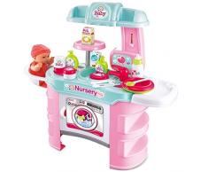 Rexco Groß Kinder Mädchen Baby Kinderzimmer Rollenspiel Role Play Baden Wickeln Tabelle Fütterung Stuhl Bahnhof Zubehör-Set ohne Puppe