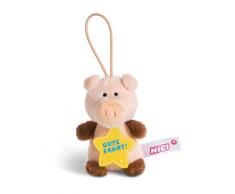 Nici 44870 Anhänger Schwein mit Spruch Gute Fahrt 8cm mit Loop, rosa/braun