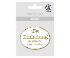 Ursus 56700008 - Topper Einladung zu meiner Konfirmation, 6,5 x 7,6 cm, 8 Stück, weiß/gold