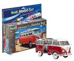 Revell 67399 Volkswagen VW T1 Bulli Samba Bus, Maßstab 1:24, 18,1cm Spielzeug originalgetreuer Modellbausatz für Fortgeschrittene, mit Basis-Zubehör, unlackiert