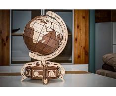 EWA EcoWoodArt 3D Holzpuzzle für Jugendliche und Erwachsene - Mechanisches Globusmodell Braun - DIY-Bausatz für geografische Bildung, Selbstmontage, kein Klebstoff erforderlich