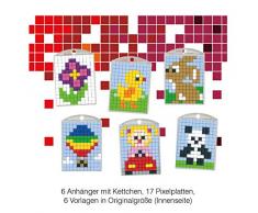 Pracht Creatives Hobby P90070-63501 Pixel Spaß Bastelset 32, für 6 Medaillons, Schlüsselanhänger, für Kinder, Jungen und Mädchen, ideal als kleines Geschenk, Mitgebsel, für den Kindergeburtstag, bunt
