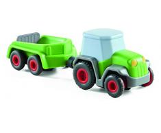 HABA 305562 - Kullerbü – Traktor mit Anhänger, Ergänzung zu HABA Kullerbü Kugelbahnen, Traktor mit Schwungmotor, Spielzeug ab 2 Jahren