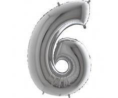 Trendario Folienballon Zahl 6 (Silber) - XXL Riesenzahl 100cm Ballon - Helium Luftballons für Geburtstag, Partydeko, Hochzeit (Zahl 0, Silber)