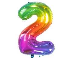 Folat 63242 Folienballon Yummy Gummy Rainbow Ziffer/Zahl 2-86 cm, Mehrfarbig