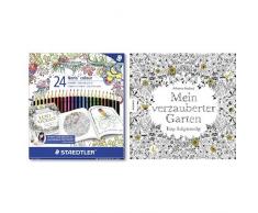 Set - STAEDTLER Buntstifte Noris colour Set 24 Farben und Johanna Basford - Mein verzauberter Garten: Eine Schatzsuche