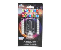Gifts 4 All Occasions Limited SHATCHI-1248 Shatchi Nummer 4 LED Leuchtende Farbwechsel-Kuchen 4 Wachskerzen Geburtstag Jahrestag Tischdekoration mehrfarbig