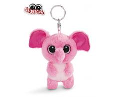 NICI 45544 Glubschis Schlüsselanhänger Elefant Fluppy 9cm, große Glitzeraugen, Plüschtier mit Schlüsselring, pink/weiß