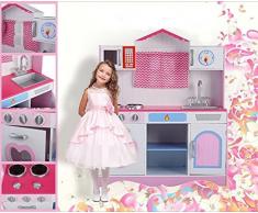Allkindathings AMZ _ ian-k53 groß Mädchen Kids Pink Holz Küche Kinder Rolle Spielen Pretend Set Spielzeug