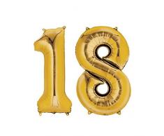 amscan 3381301 Folienballon Zahl, 18, 0-0 Years