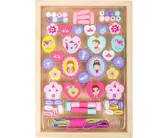 small foot 11014 Fädelperlen aus Holz, mit Prinzessinnen-Motiven, in praktischer Holzkiste zum Aufbewahren, ab 3 Jahren Spielzeug, Mehrfarbig