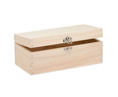 Glorex 6 1682 002 - Holzbox aus Kiefernholz, rechteckig, mit Verschluss, ca. 23 x 11 x 9 cm groß, FSC Mix, zum Bemalen, Bekleben oder Verzieren mit dem Brandmalkolben