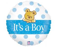 Betallic F86826P - Folienballon - It`s a Boy, 18 Zoll, holografisch hellblau