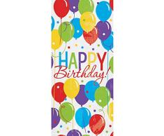 Amscan 370298 - Geschenktasche Luftballons, 50 Stück, Größe 29,2 x 12,7 cm, Happy Birthday, Kunststoff, Mehrfarbig, Alles Gute zum Geburtstag, Konfetti, Give Away, Geschenk, Überraschung, Verpackung