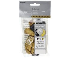 amscan 9900974 6 Ballons 80 Sparkling, Schwarz, Silber, Gold