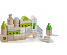 HABA 305456 - Bausteine Coburg, 28-teiliges Baustein-Set zum Bauen von Stadtkulissen, Holzbausteine in unterschiedlichen Formen und Farben, Spielzeug ab 18 Monaten