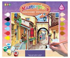 MAMMUT 8240129 - Malen nach Zahlen Senior, Ruhige Straße, Komplettset mit bedruckter Malvorlage im A3 Format, 12 Acrylfarben, Pinsel und Anleitung, großes Malset ab 10 Jahre