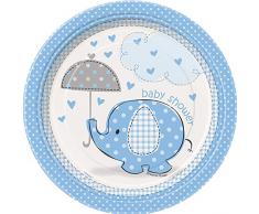 18 cm, blau Elefant Baby Dusche Party Teller, 8 Stück