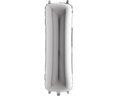 Ballon Buchstabe I in Silber - XXL Riesenbuchstabe 100cm - für Geburtstag Jubiläum & Co - Party Geschenk Dekoration Folienballon Luftballon Namen Wörter (Buchstabe I)