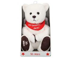 Depesche 8139.090 - Schutzengel Bär aus Plüsch, ca. 9 cm, mit Datum 30. März, Geschenk für Geburtstag, Jahrestag oder Hochzeitstag