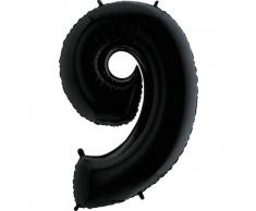 Trendario Folienballon Zahl 9 (Schwarz) - XXL Riesenzahl 100cm Ballon - Helium Luftballons für Geburtstag, Partydeko, Hochzeit (Zahl 0, Silber)
