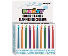 Unique Party Supplies Farbe Flame Geburtstag Kerzen und Halter, 10 Stück