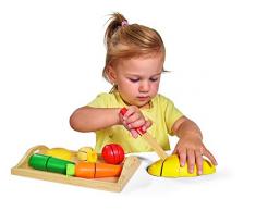 Eichhorn 100003731 Schneidebrett, mit diversen Holzteilen zum Schneiden, 8 teilig, 25 x 14 x 3.5 cm, bunt, 25x14x3,5cm