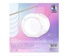 URSUS 2270005 Laternenzuschnitte weiß, 24 runde Zuschnitte aus Transparentpapier 115 g/qm, einseitig Bedruckt, zum Basteln von Laternen mit Einem Durchmesser von ca. 17,5 cm