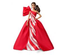 Barbie FXF03 - Signature Holiday Barbie Puppe brünett mit seitlichem Zopf