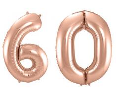 Folat 800198 - Folienballon - Zahl 60 - rosegold - ca. 86 cm hoch