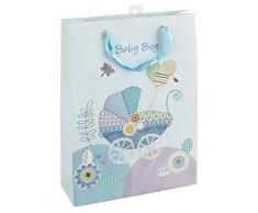 Idena 30209 - Geschenktasche Baby Boy, Größe 34,5x25x8,5 cm, Geburt, Baby Party, Geschenk, Geschenkverpackung, Tragetasche, Geschenktüte