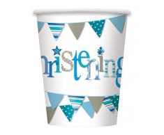 Unique Party 52056 blau Wimpelkette Papier Taufe Becher (8 Stück)