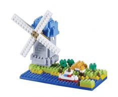 Brixies 410046 - Windmühle, 3D-Puzzle, Netherlands Edition, 203 Teile, Schwierigkeitsstufe 3, schwer, Mehrfarbig