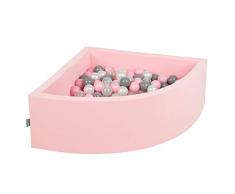 KiddyMoon Bällebad 90X30cm/300 Bälle Bällepool Mit Bällen ∅ 7Cm Für Babys Kinder Viertel Eckig, Rosa:Perle/Grau/Transparent/Puderrosa