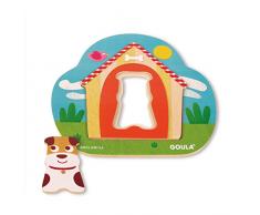 Unbekannt Goula D53124 - Holzpuzzle Tobbys Hundehütte, 3-teilig
