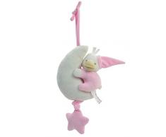 Kögler 20322 Plüschtier Spieluhr, Ente mit Mond in rosa, ca. 46 x 17 cm groß, kuschelig weiche Einschlafhilfe für Babys, spielt eine beruhigende Melodie, ideal für Bett und Kinderwagen