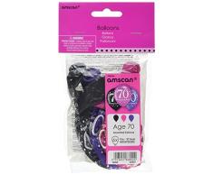 amscan 9900723 6 Ballons 70 Celebration, Schwarz, Pink, Lila
