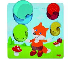 HABA 305346 - Fühlpuzzle Fuchs, Holzspielzeug mit Textil ab 12 Monaten, Rahmenpuzzle zum Fühlen fördert die Feinmotorik und den Tastsinn