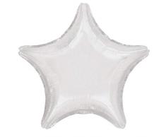 Amscan 3059501 Folienballon Stern einfarbig metallic, Weiß