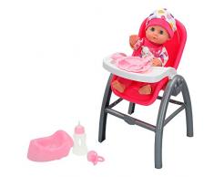 COLORBABY 43786 - Babypuppe mit Hochstuhl 3 in 1, Mehrfarbig