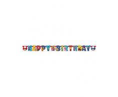 Amscan Girlande Happy Birthday personalisierbar, 190 x 18 cm, Supermario, mehrfarbig, 7AM9901542